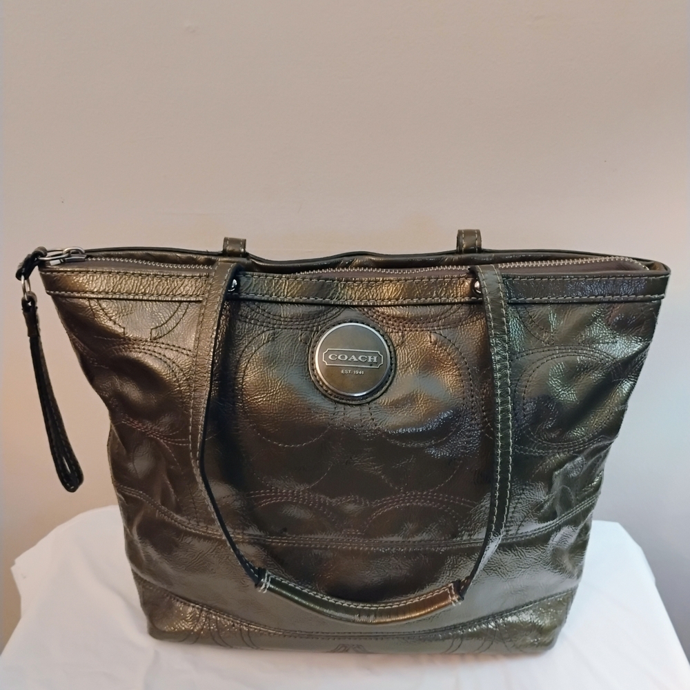 Coach Shimmering Olive Tote Bag